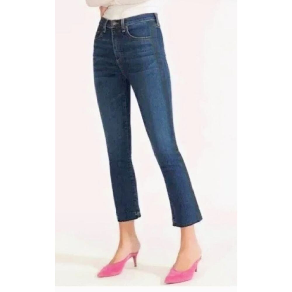 VERONICA BEARD Carly Kick Flare High Waist Crop Side Stripe Jeans Size 6/28 - Picture 3 of 11